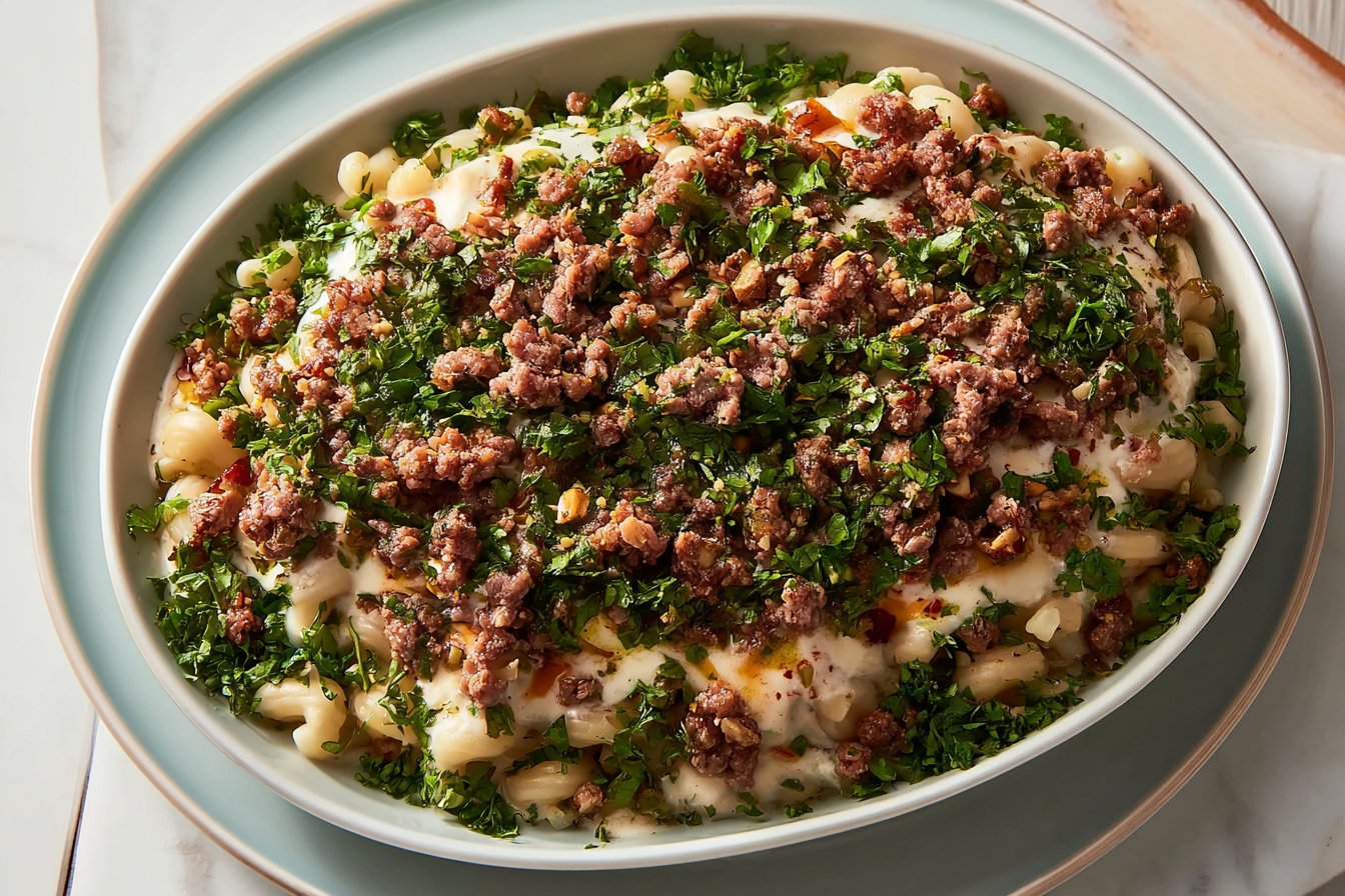 Macarona Bil Laban (Pasta With Garlic Yogurt Sauce)