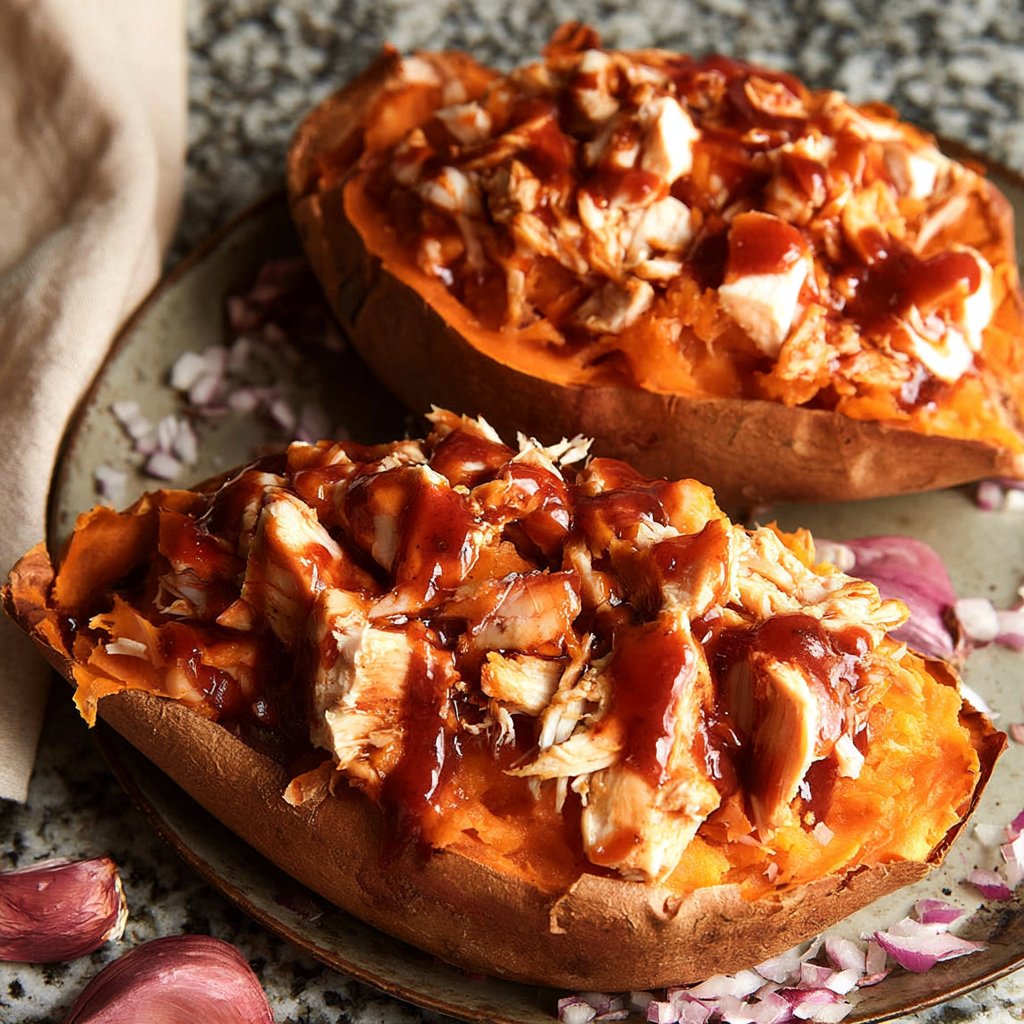 BBQ Chicken Stuffed Sweet Potatoes