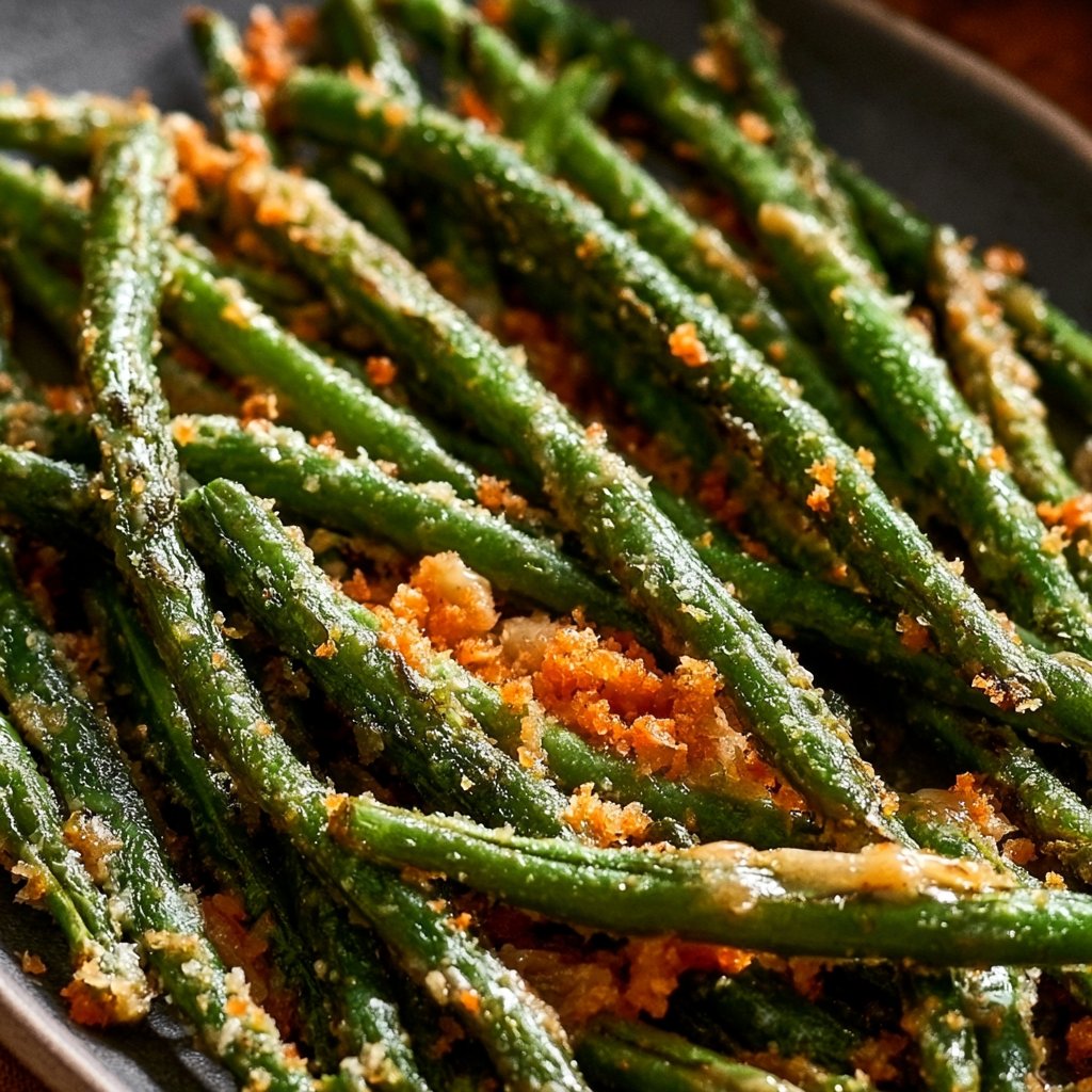 Crispy Garlic Parmesan Green Beans Recipe | Crispy Green Beans with Parmesan, Green Beans Recipe with Parmesan, Parmesan-Crusted Green Beans