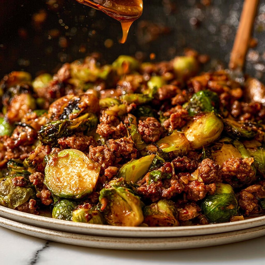 Ground Beef and Brussels Sprouts Stir-Fry