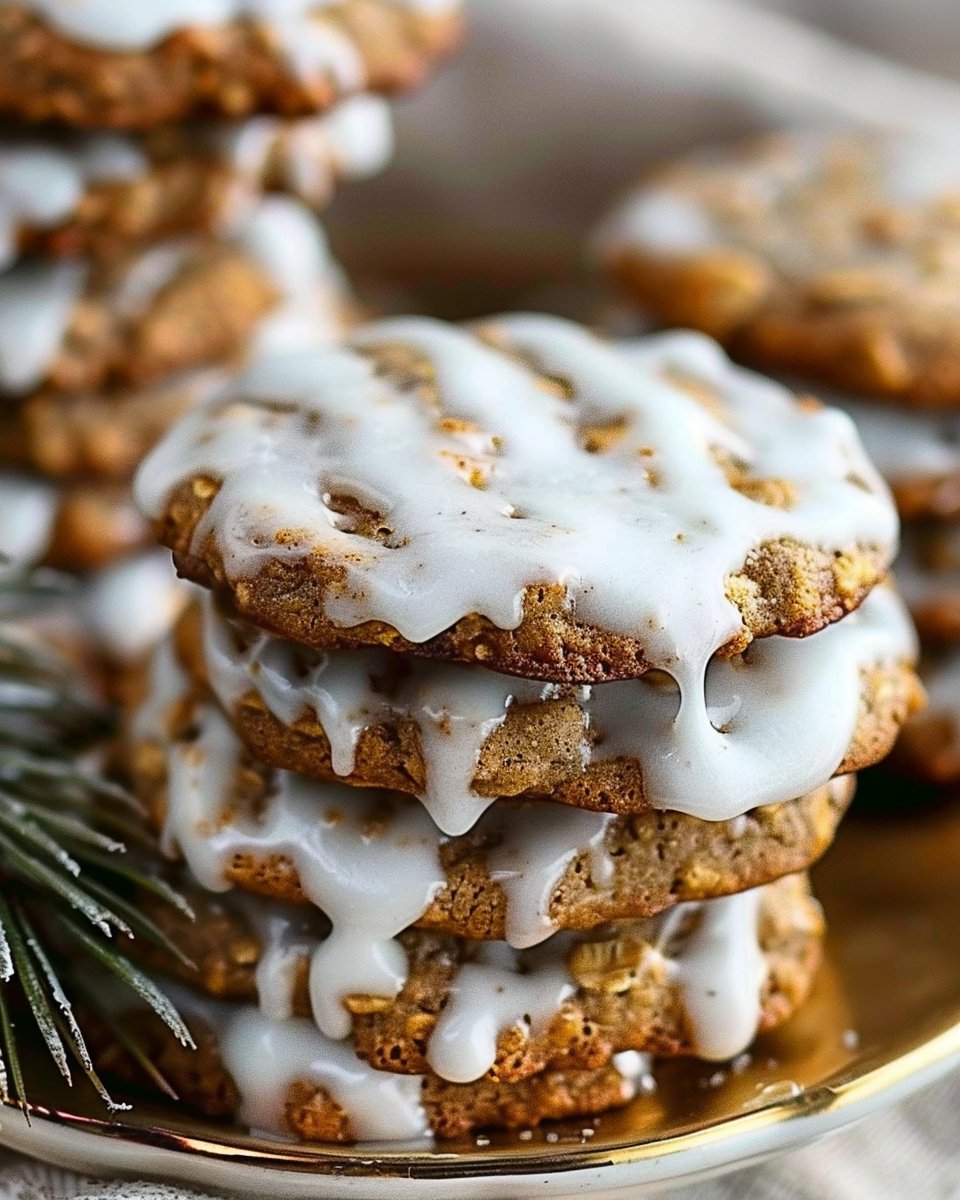 Iced Gingerbread Oatmeal Cookies