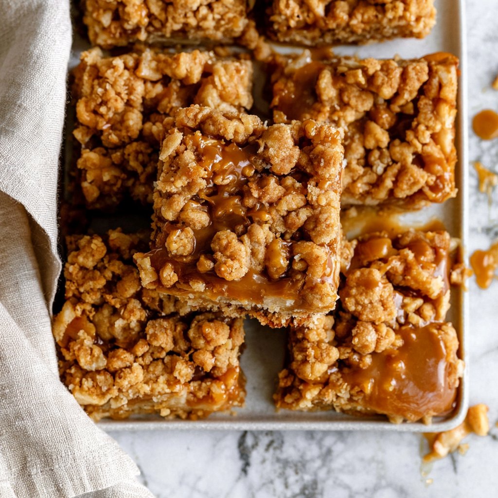Apple Pie Bars with Salted Peanut Butter Caramel