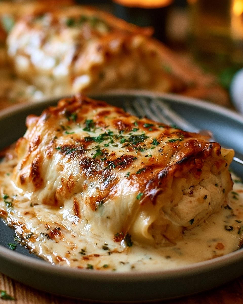 Cheesy Chicken Alfredo Lasagna Rolls