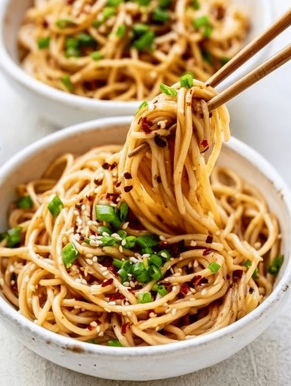 Fideos de sésamo al ajo