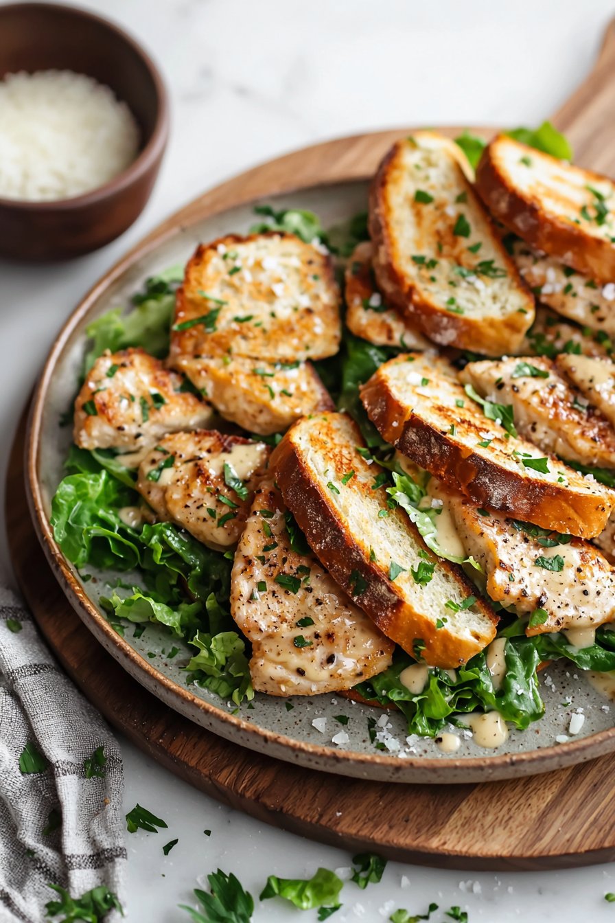 Garlic Bread Chicken Caesar Sandwiches