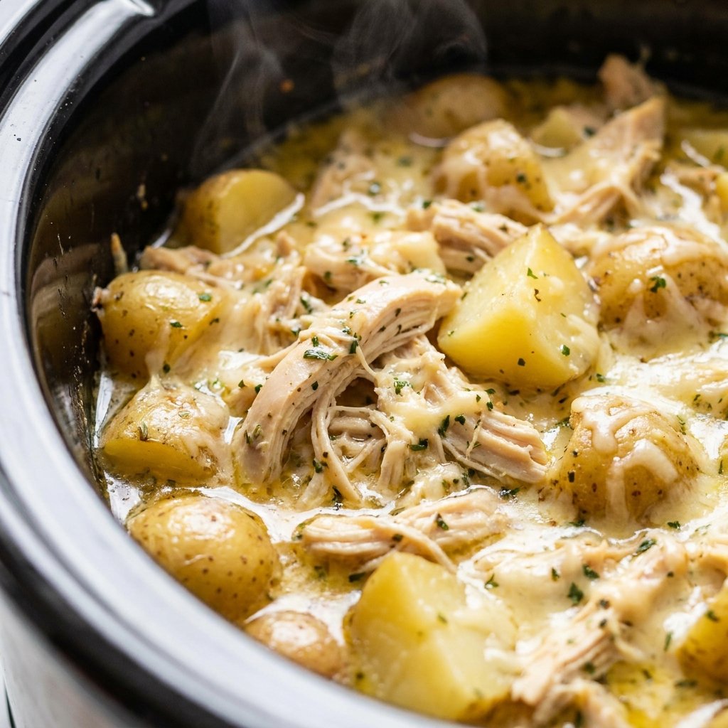 Crockpot Garlic Parmesan Chicken and Potatoes