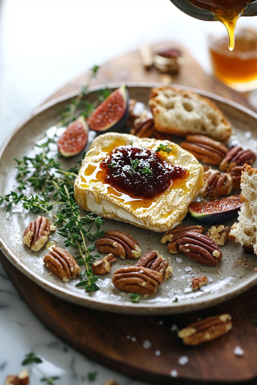 Fried Brie with Fig Jam and Pecan Nuts