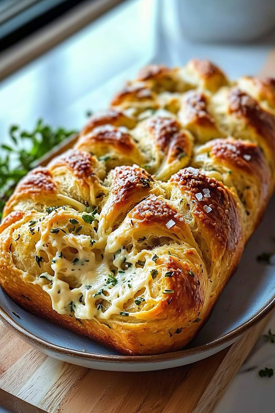 Swirled Garlic Herb And Cheese Bread