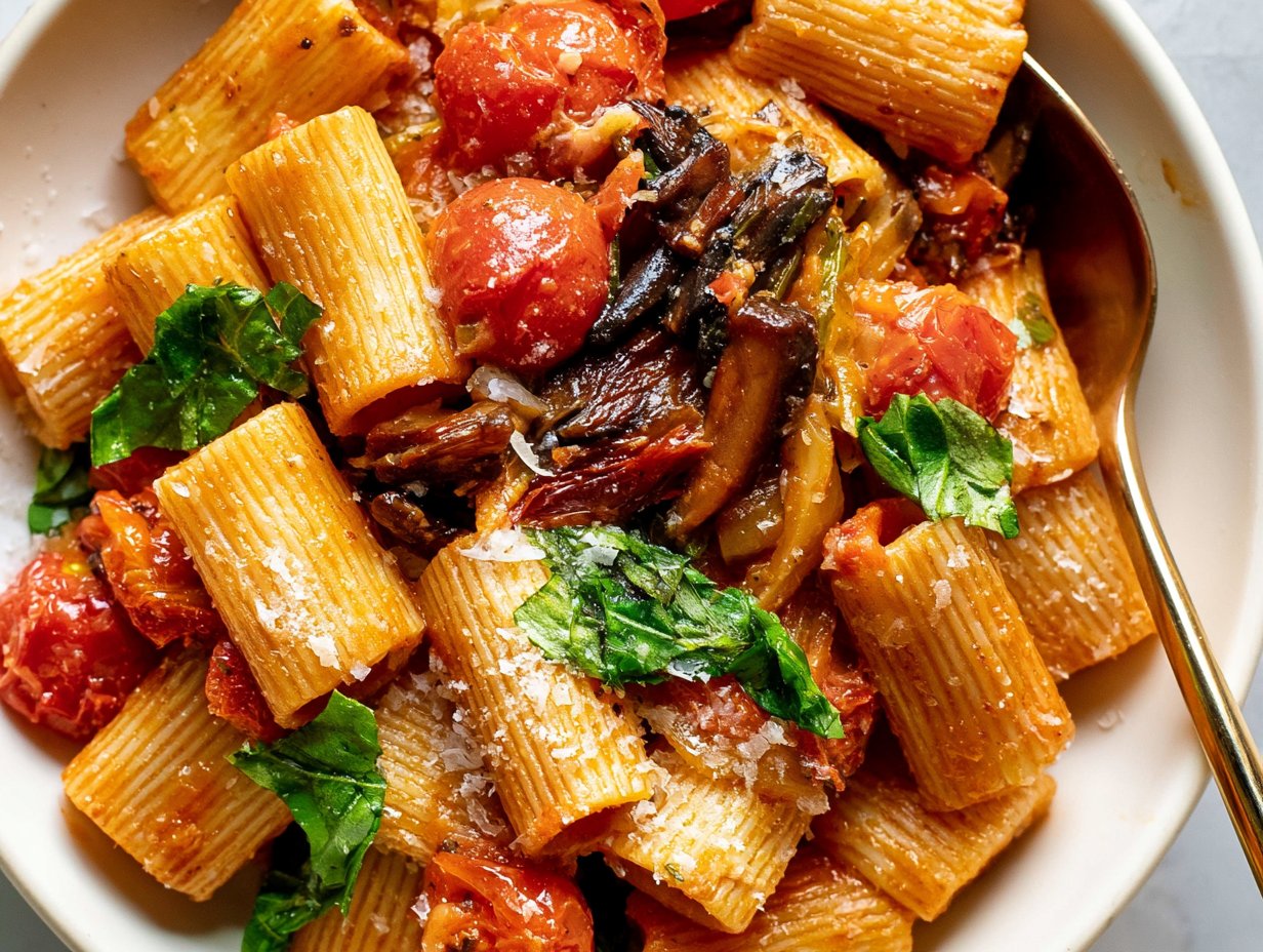 Roasted Veggie Pasta with Mushrooms Easy Roasted Veggie Pasta with Mushrooms