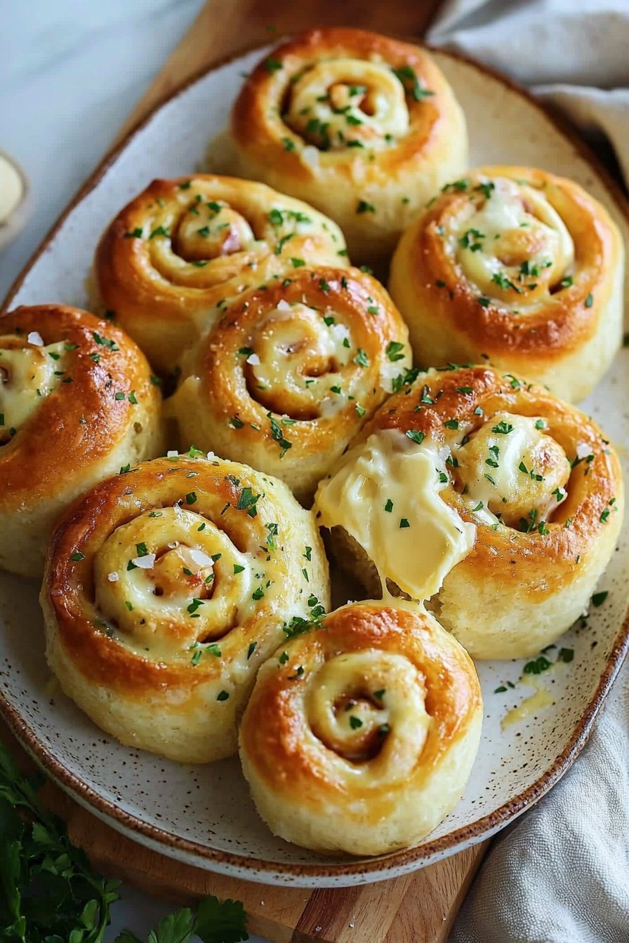 Cheesy Garlic Swirl Rolls