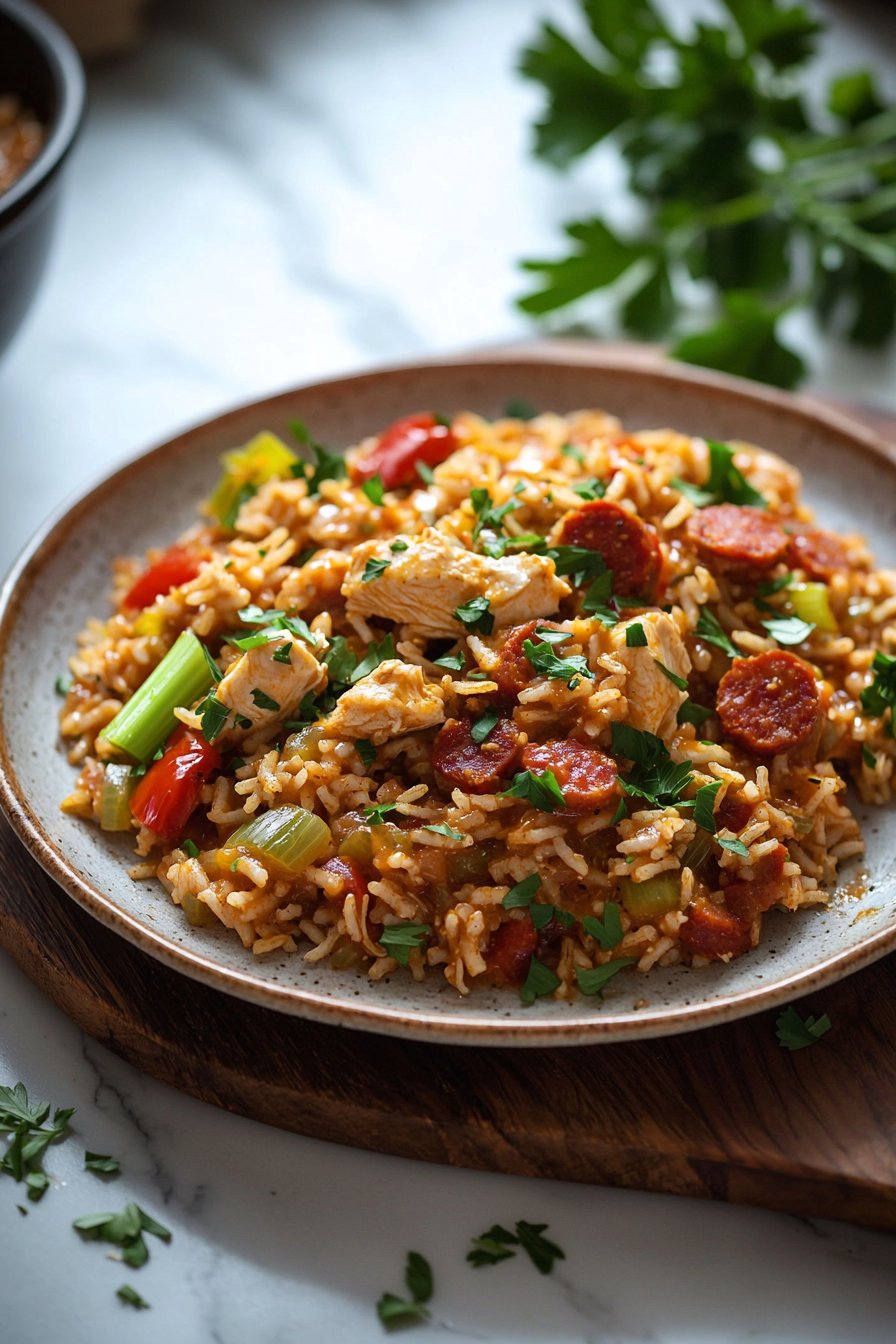 Langsame Koch Hähnchen Jambalaya