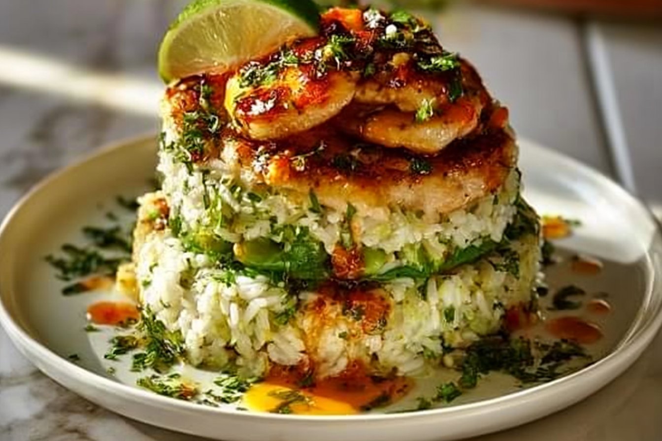 Honey Lime Chicken Rice Stack