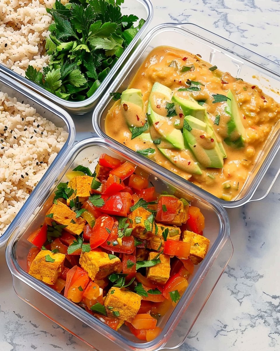 High Protein Vegan Meal Prep with Creamy Tuscan Tofu