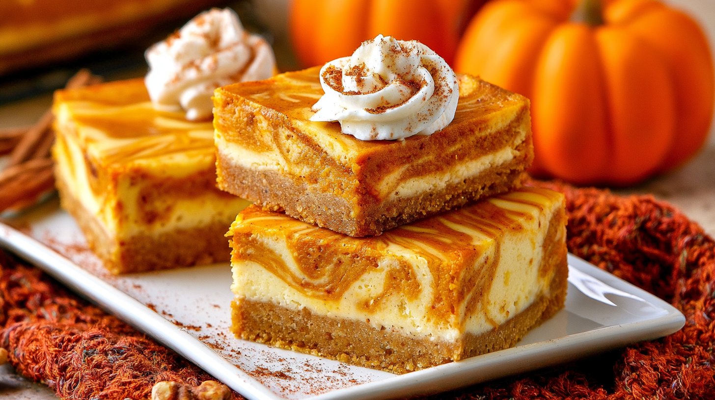 Swirled Pumpkin Cheesecake Bars