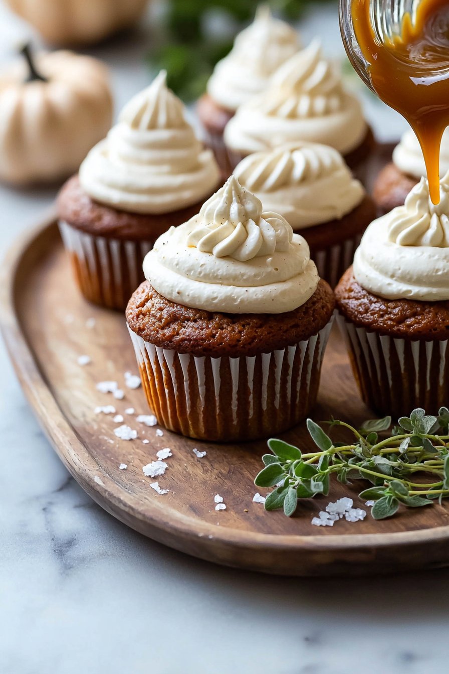 Pumpkin Cupcakes with Caramel Cream Cheese Frosting