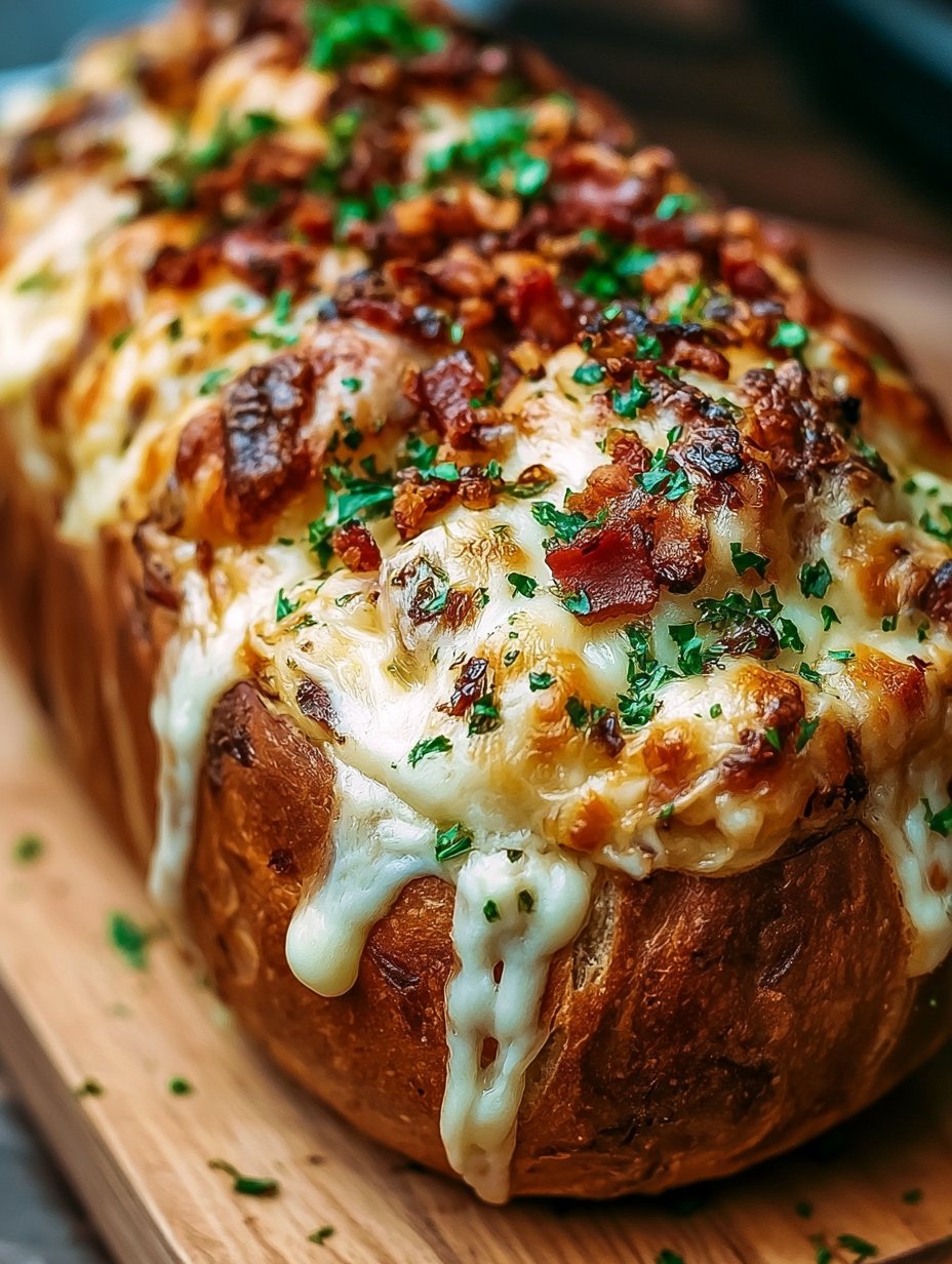 Pan relleno de pollo, tocino y aderezo ranchero