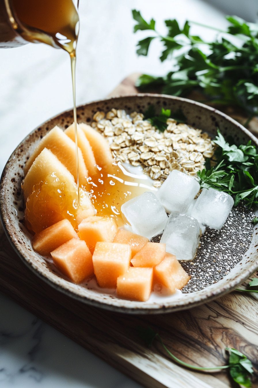 Cantaloupe Frühstücks-Smoothie-Schüssel