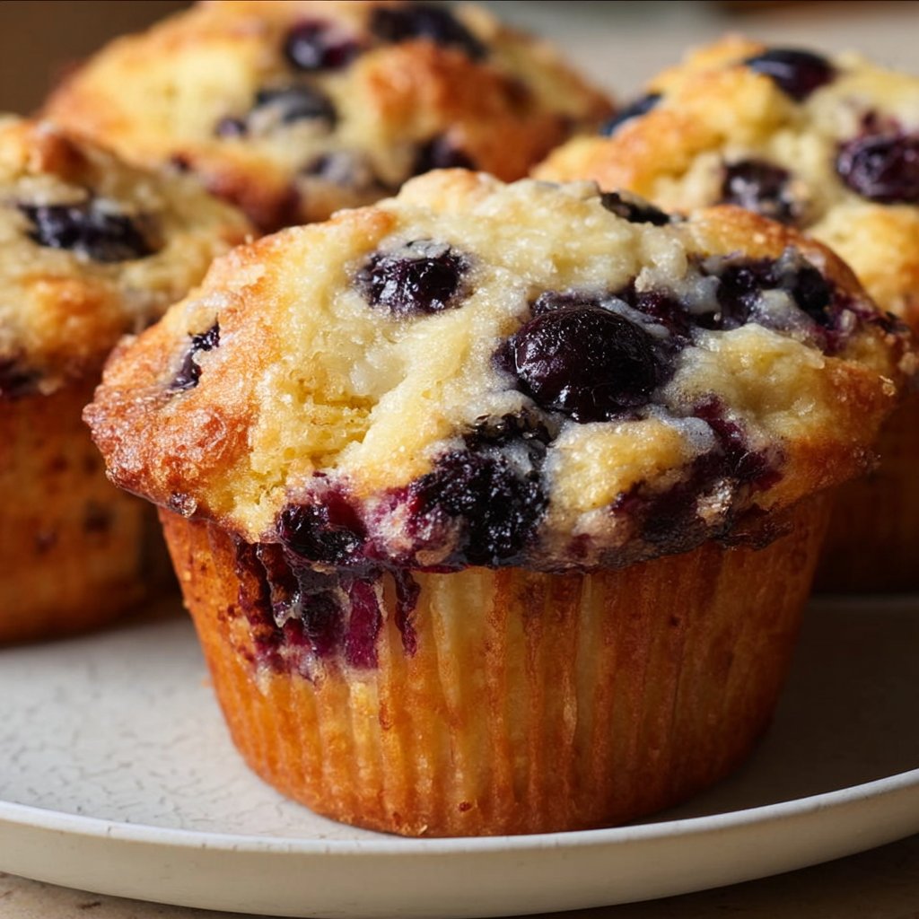 Fluffy Blueberry Greek Yogurt Muffins