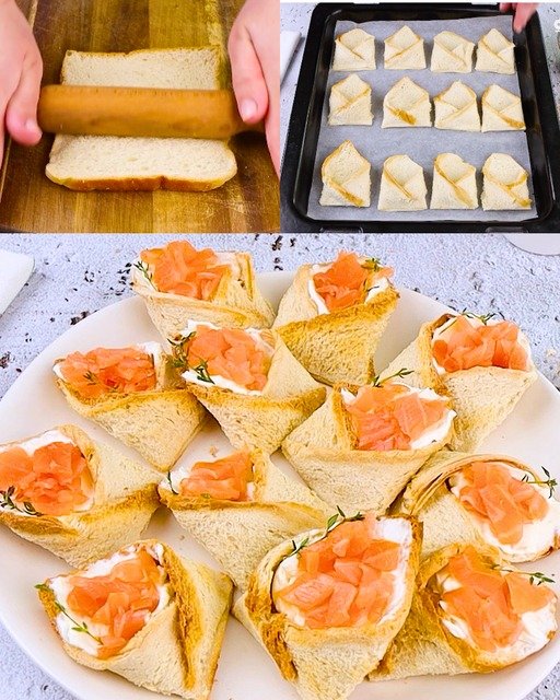 Panini di Pane con Salmone Affumicato e Formaggio Crema