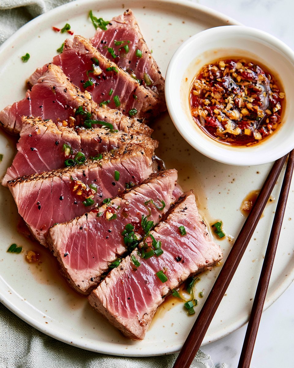 Seared Tuna Steak with Dipping Sauce