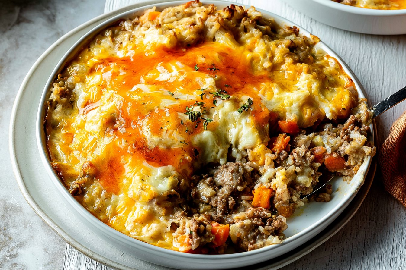 Cheesy Ground Beef and Rice Casserole