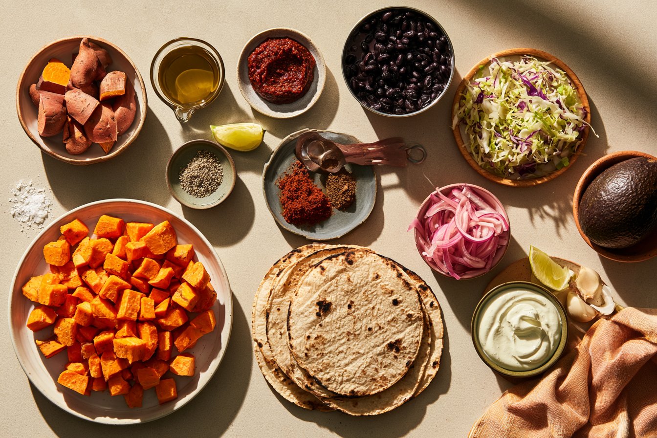 Sweet Potato Tacos with Creamy Avocado Sauce