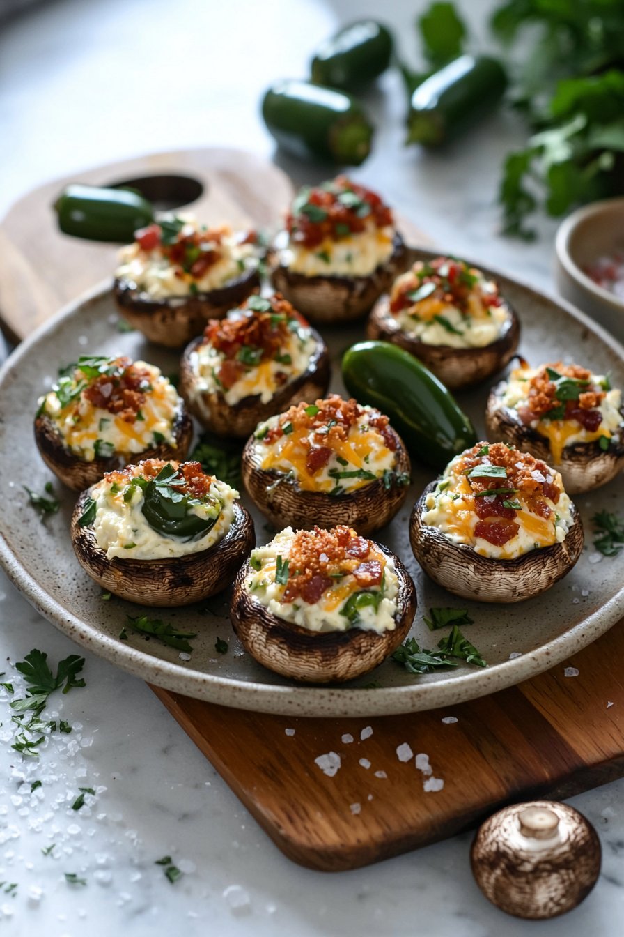 Jalapeño-Popper gefüllte Champignons