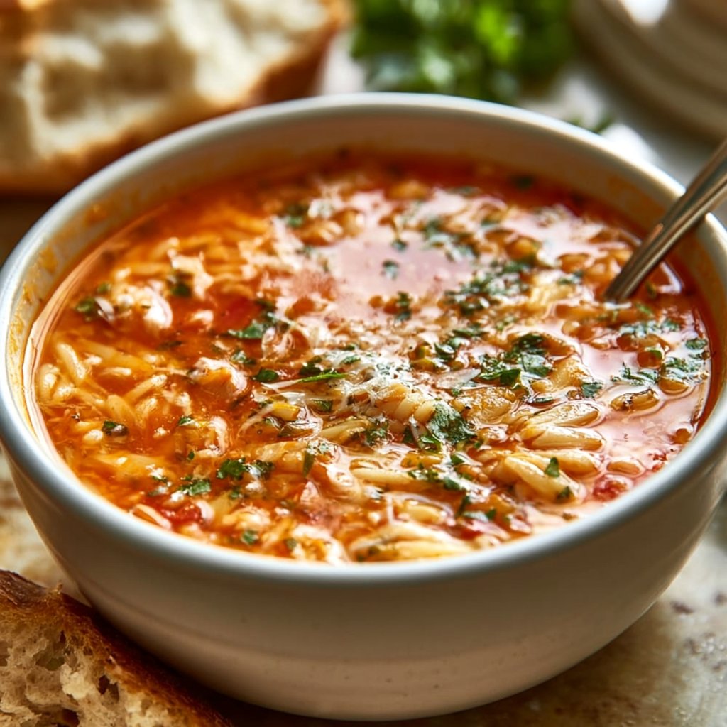 Cozy Chicken Orzo Tomato Soup