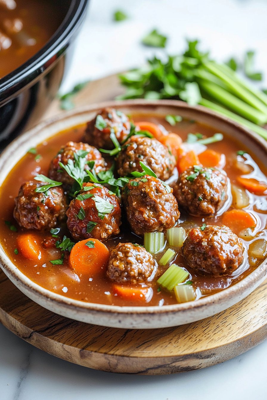 Slow Cooker Meatball Soup