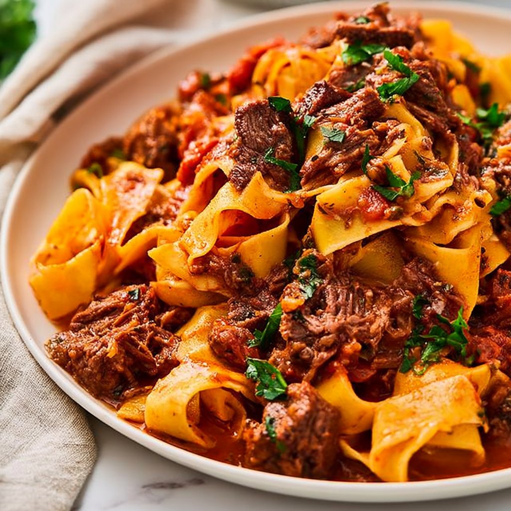 Slow-Braised Beef Ragù over Fresh Pappardelle
