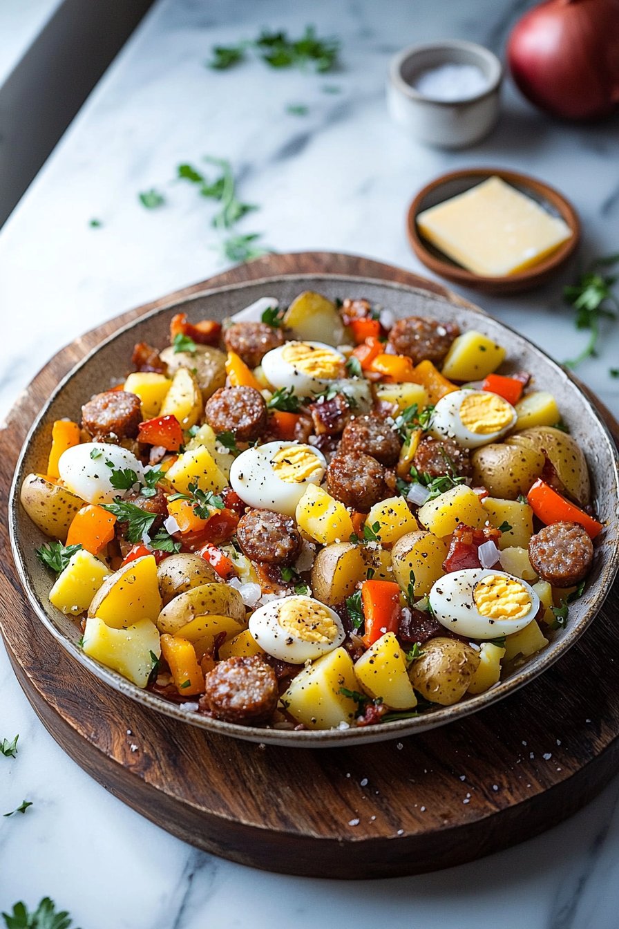 Einfaches geladenes Frühstücks-Pfannenrezept