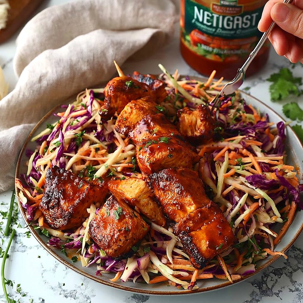 Spicy Chicken Kabobs with Slaw