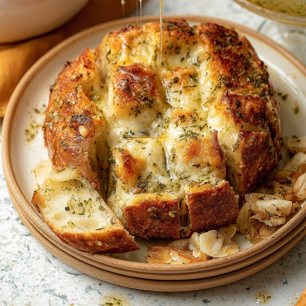 Cheesy Garlic Herb Pull-Apart Sourdough Loaf