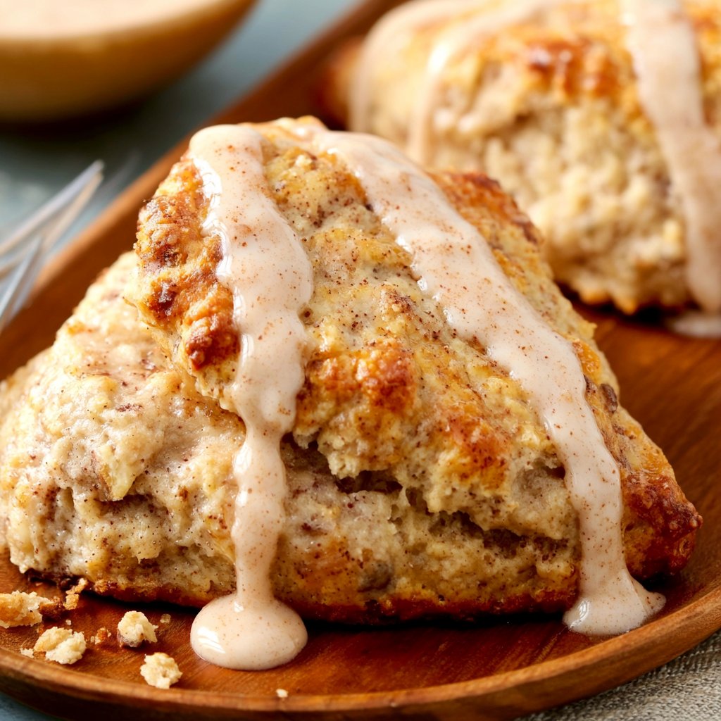 Banana Bread Scones with Cinnamon Cream Cheese Glaze