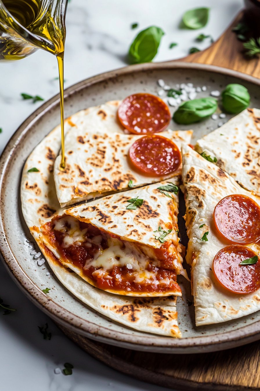 5-Minute Pepperoni Pizza Quesadilla