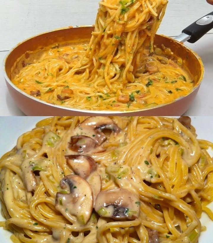 Pasta mit Pilz-Rahmsoße