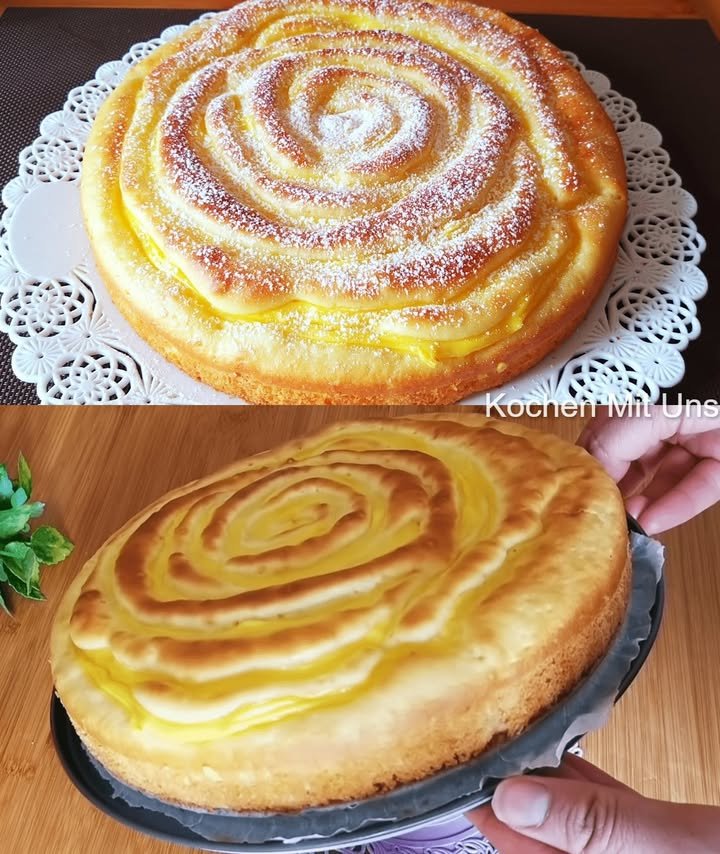 Apfelkuchen mit Vanillepudding