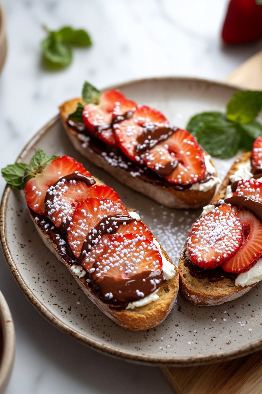 Chocolate Strawberry Bruschetta Dessert