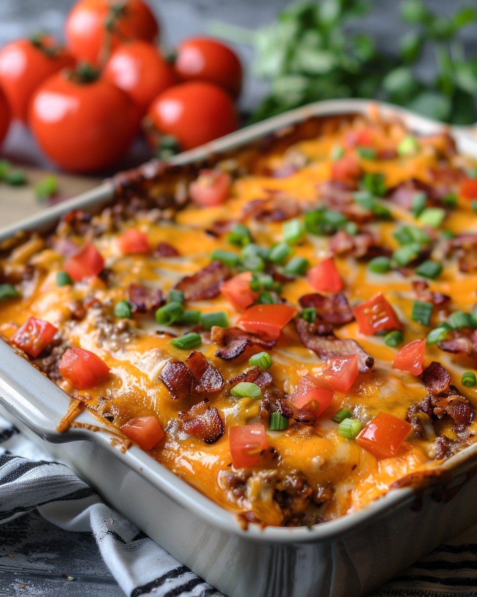 Low-Carb Bacon Cheeseburger Casserole