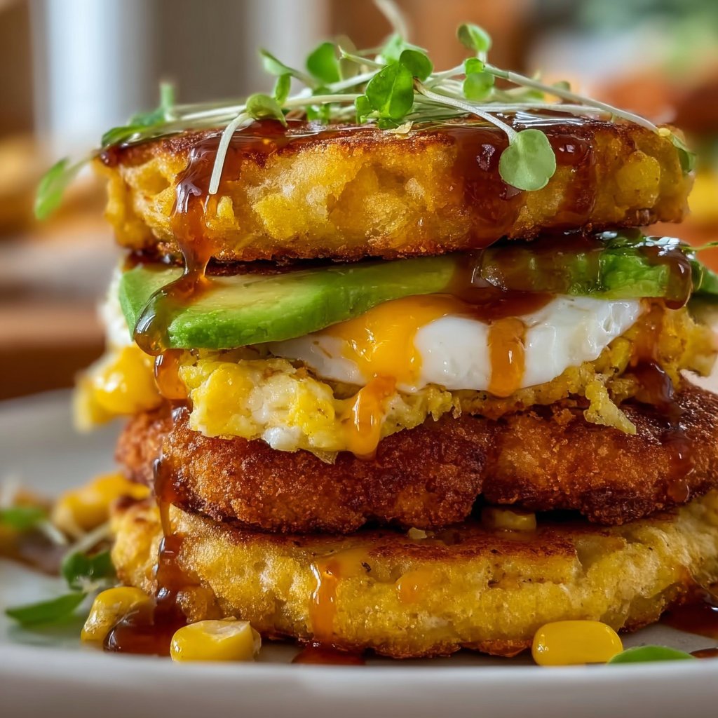 Corn Fritter Breakfast Sandwiches 2 Corn Fritter Breakfast Sandwiches