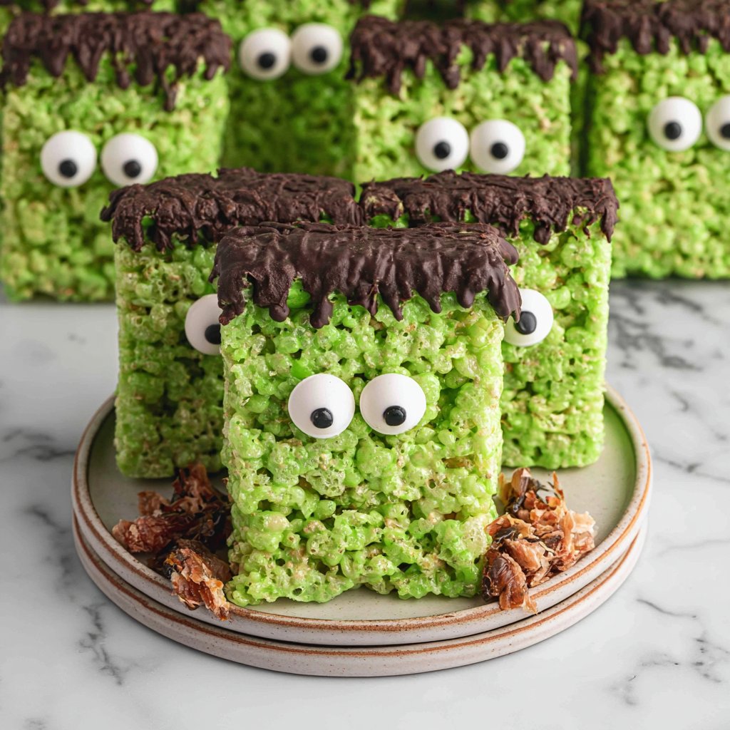 Green Frankenstein Rice Krispie Treats