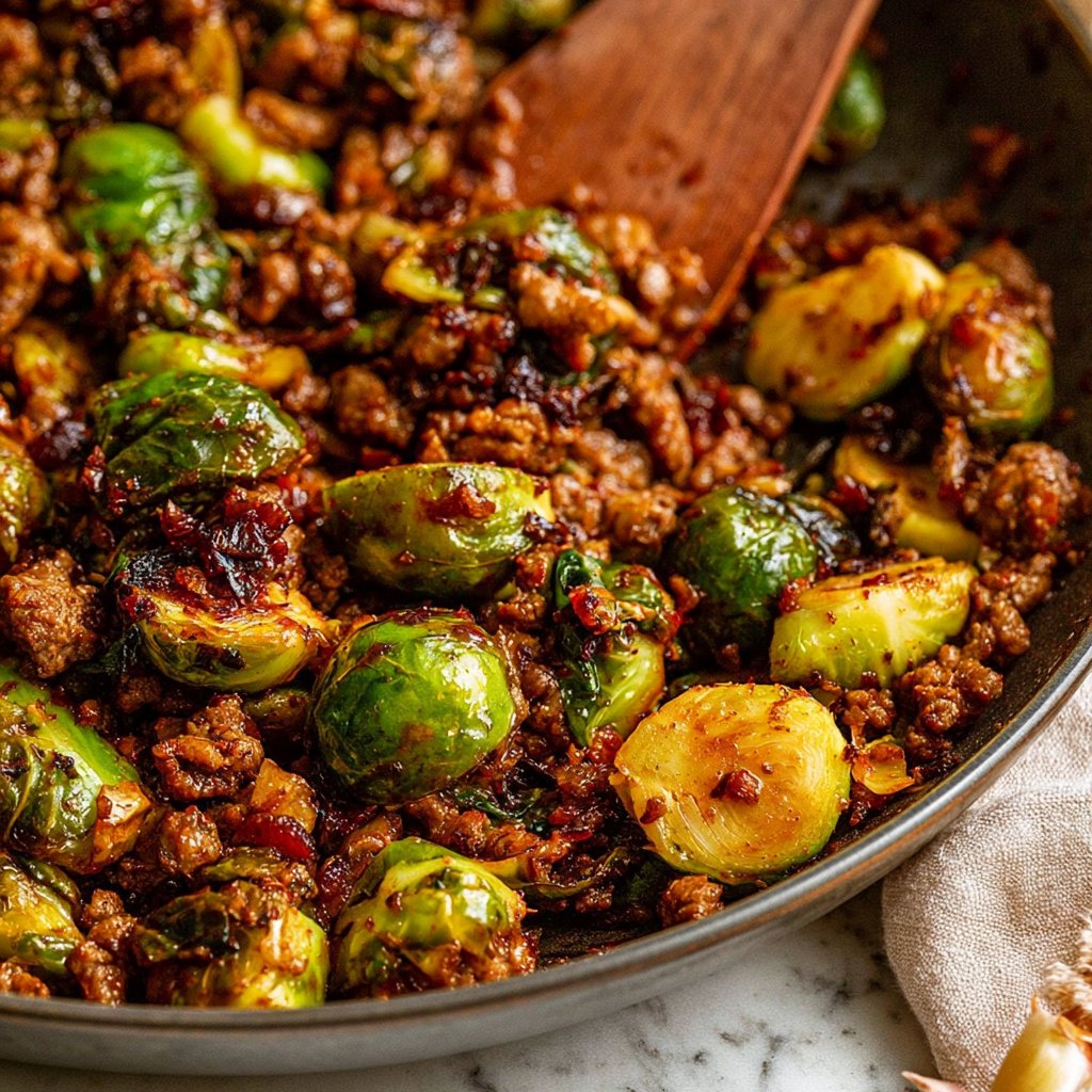 Ground Beef and Brussels Sprouts Stir-Fry