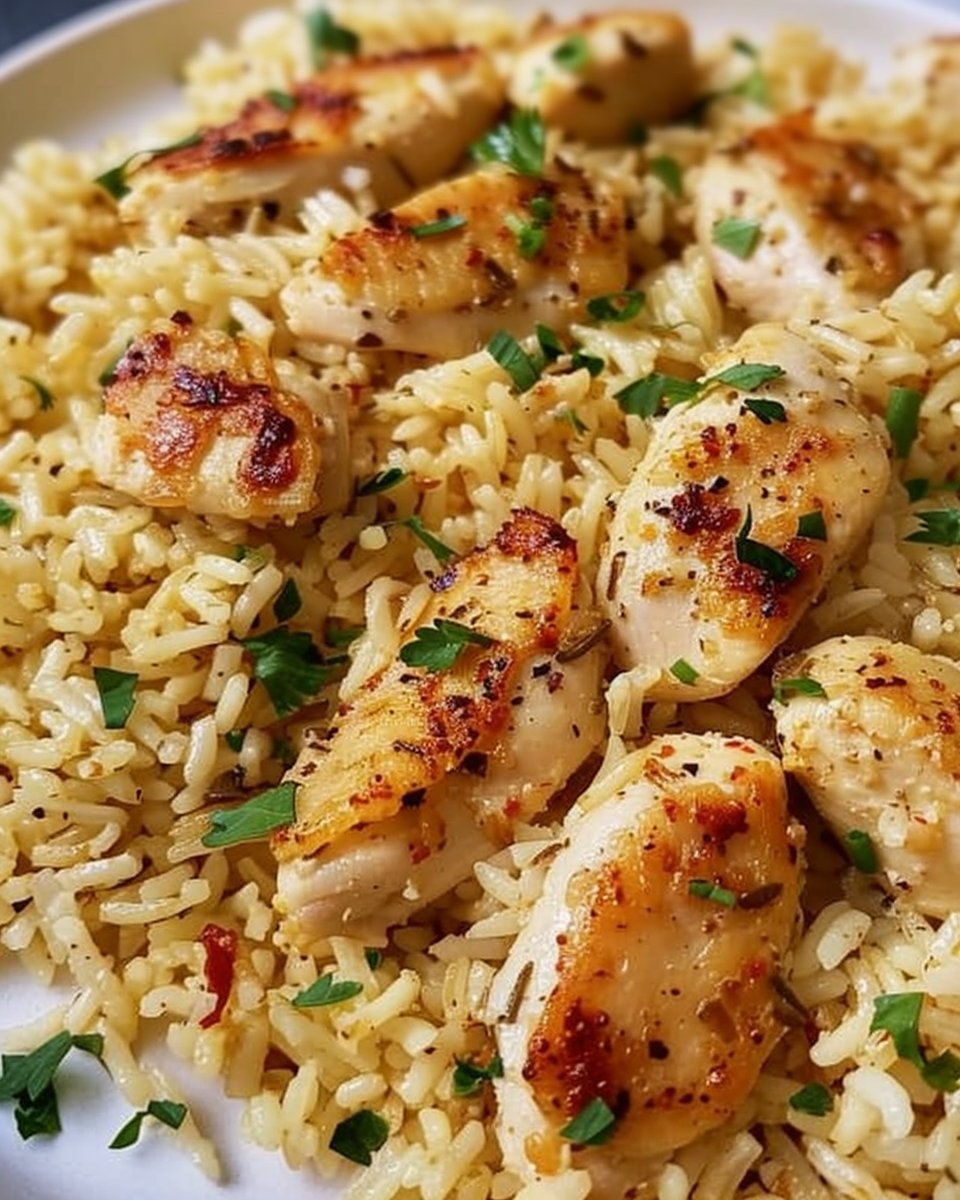 Chicken Scampi with Garlic Parmesan Rice