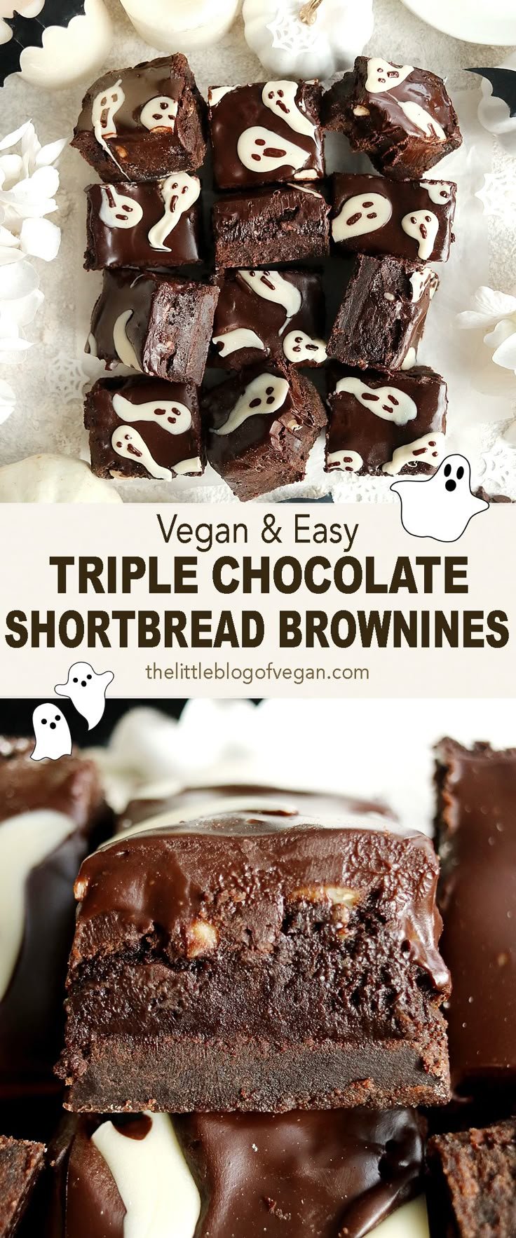 Vegan Triple Chocolate Shortbread Brownies