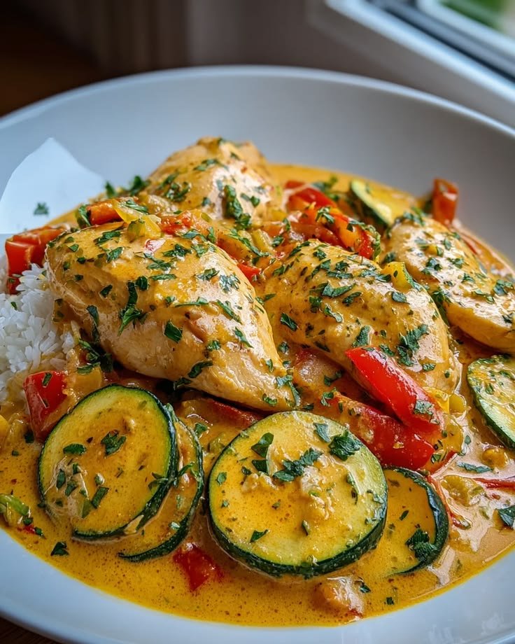 Poulet Crémeux Paprika & Courgettes: Recette Simple - savorycherie.com
