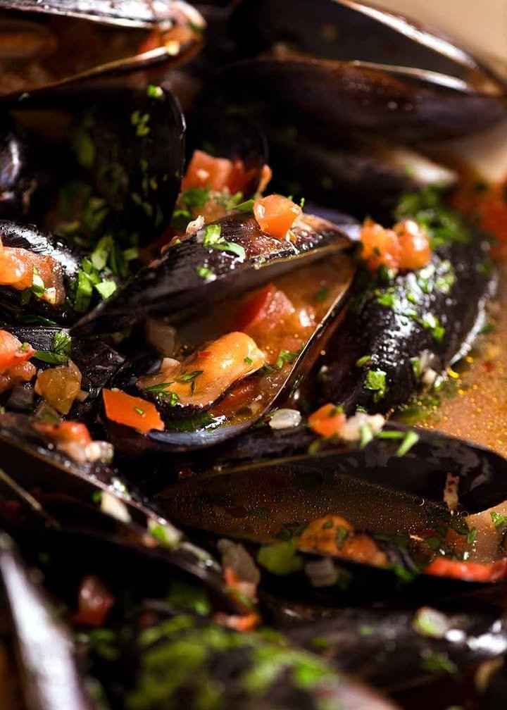 Mussels steamed in a garlic, white wine, and lemon sauce