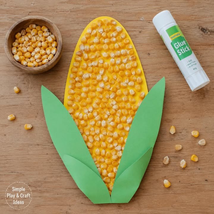 🌽 Harvest Corn Collage 🌽

A lovely hands-on Harvest craft with lots of texture! Cut a simple corn cob shape from sturdy yellow card, then spread on child-safe glue and press dried corn kernels all o...