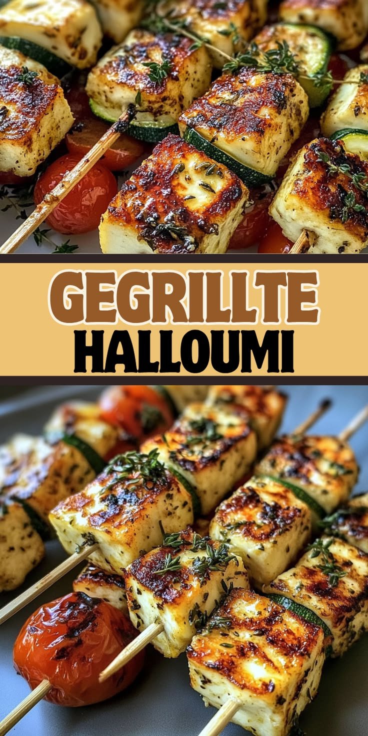 Gegrillte Halloumi-Spieße