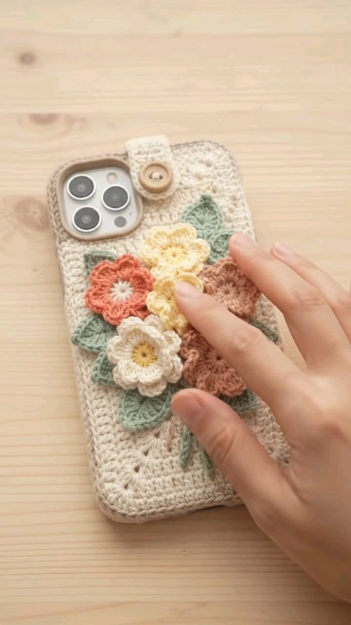 Du wirst nicht glauben, dass diese Handyhülle gehäkelt ist! 🌸📱🧶