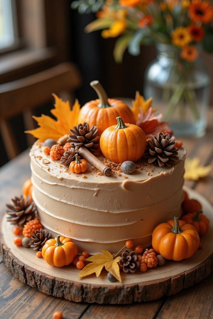 How to Decorate a Show-Stopping Pumpkin Cake for Fall? #CakeDecorating #PumpkinCake #Fal